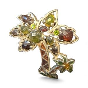 Elegant Multicolor Palm Tree Brooch